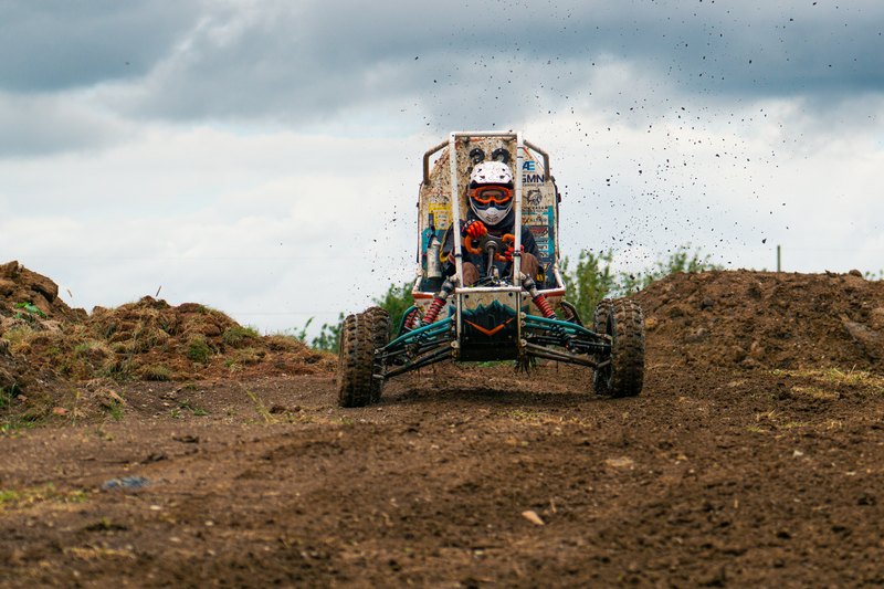 ONU Baja SAE car number 32 testing on a dirt course before Baja SAE Ohio