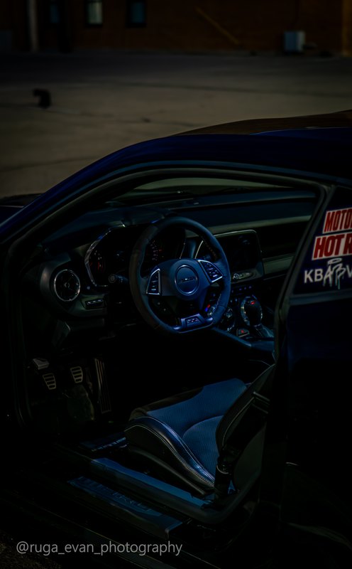 Black Camaro at dusk