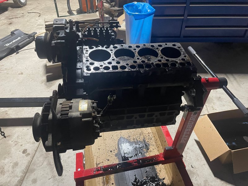 Engine on a stand, head off, Jun 27, 2023