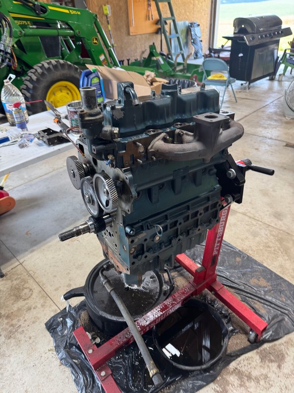Rebuilt engine reassembled on the stand, Jul 21, 2025
