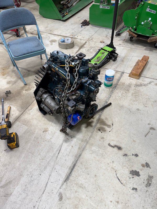 Engine on a cart, ready to install, Jul 25, 2025